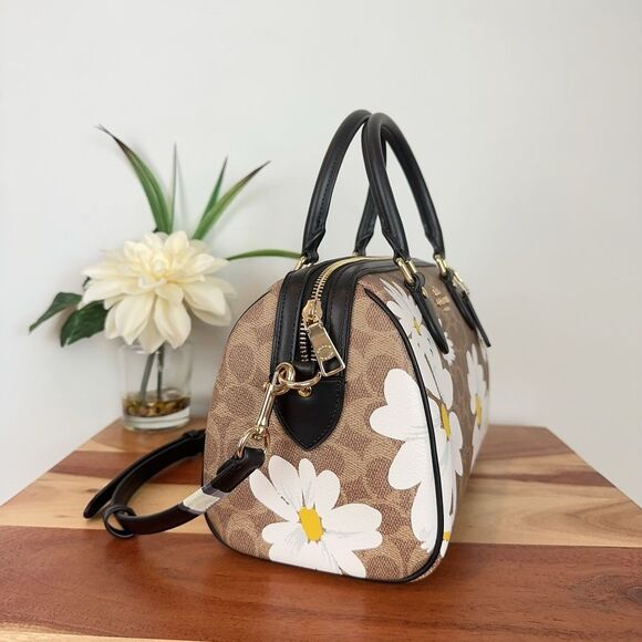 NWT Coach Rowan Satchel Bag In Signature Canvas With Floral Print - Picture 4 of 10